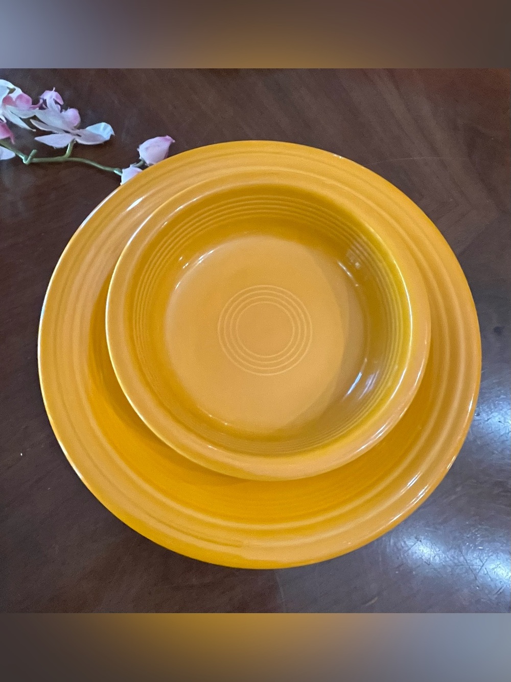 FiestaWare Tangerine Orange Dinner Plate & Coupe Cereal Bowl Set-Lead Free 2011